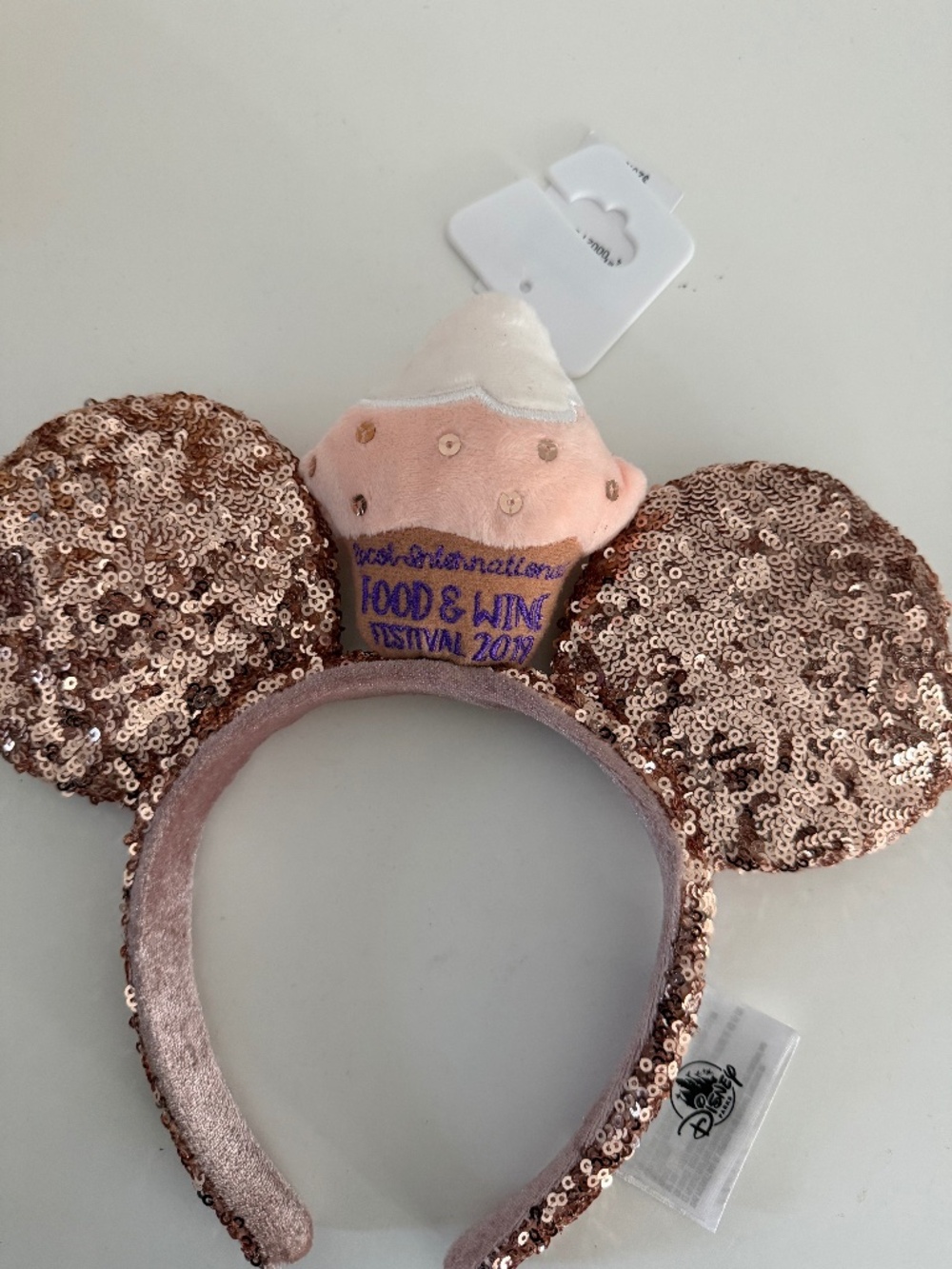 Disney Food & Wine Festival 2019 Rose Gold Sequin Mickey Ears NWT Retired